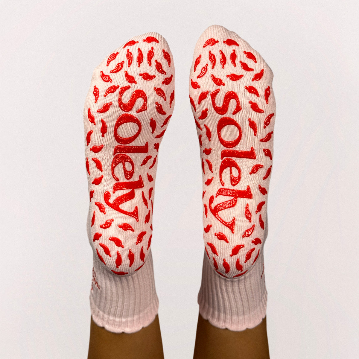 That Was Spicy Grip Crew Socks - Marshmallow Pink