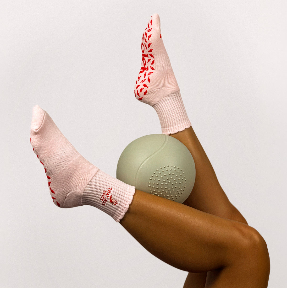 That Was Spicy Grip Crew Socks - Marshmallow Pink